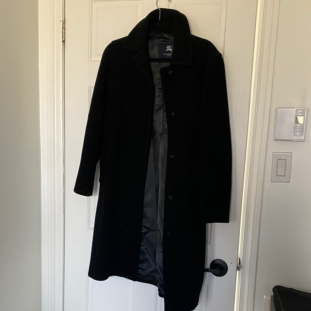 Vintage Burberry Black Single-Breasted Wool Coat
